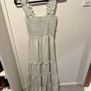 Perfect summer dress in sage green and white gingham.